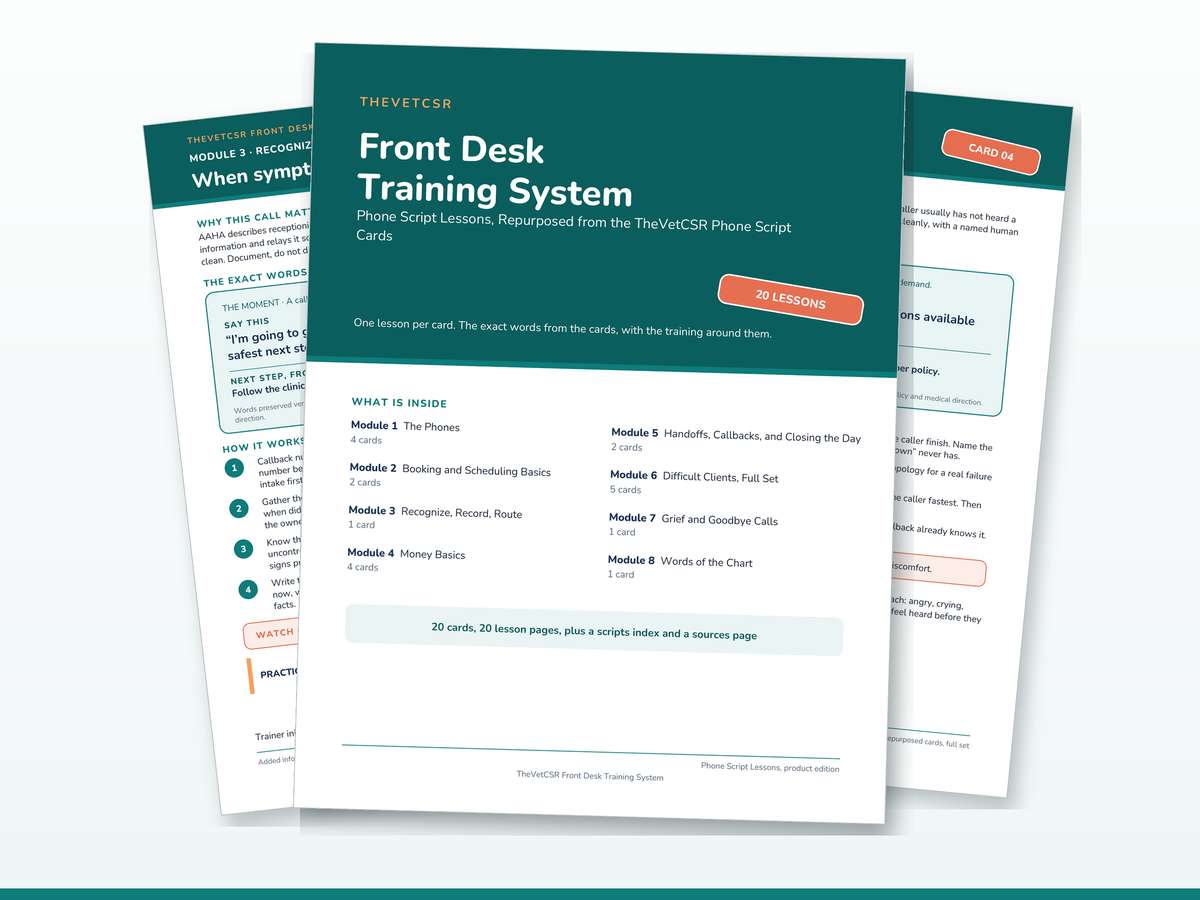 The Front Desk Training System workbook, printed